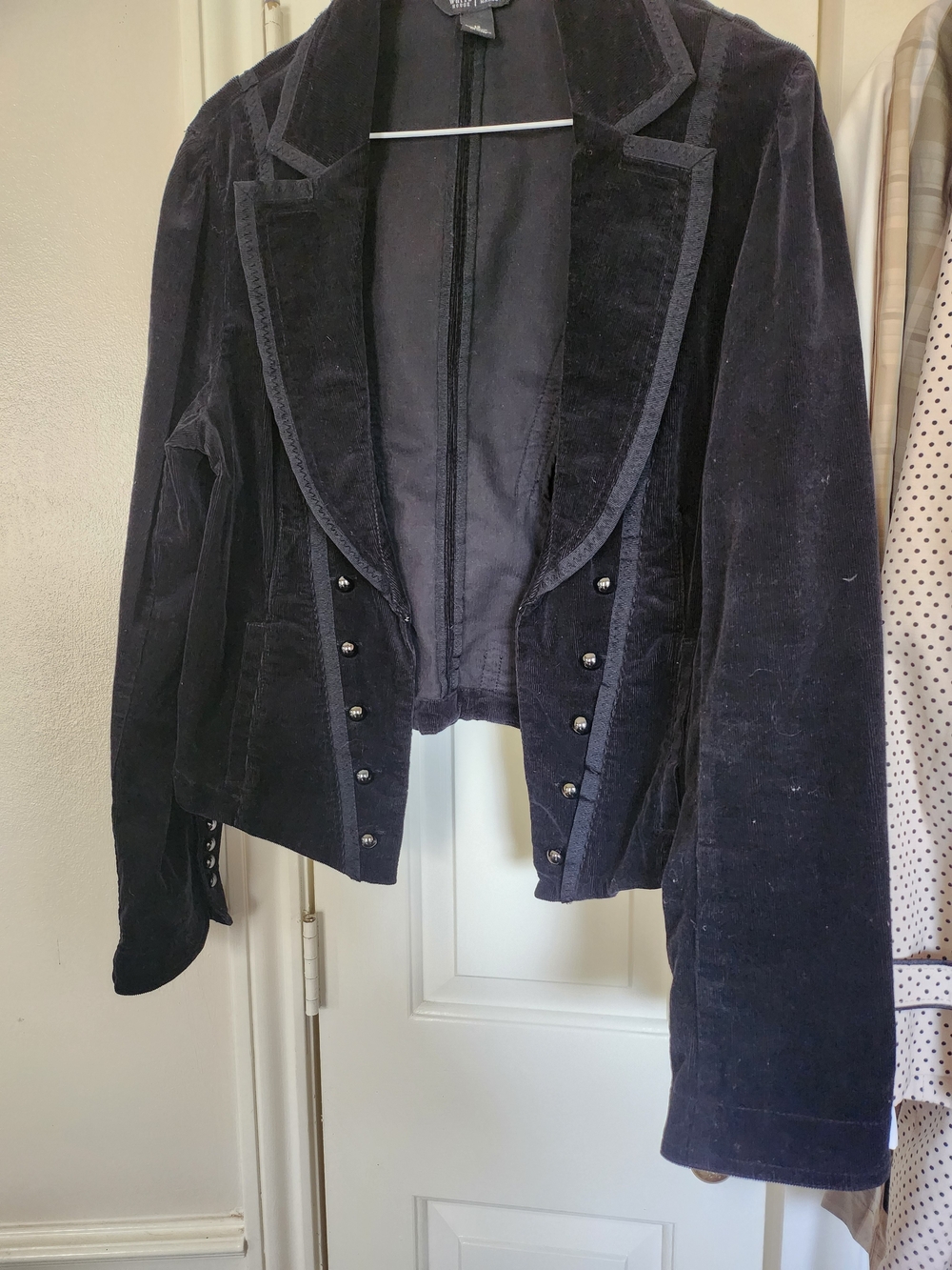White House Black Market Black Velvet Blazer with Button Detail